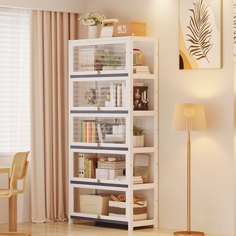 学生书柜家用客厅收纳柜子落地靠墙防尘书架亚克力透明带门展示架