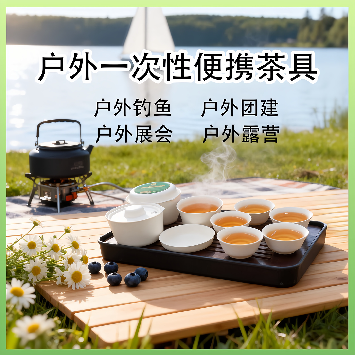 纤模社便携式户外一次性加厚茶具图片