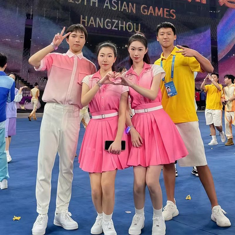 运动会开幕式服装粉色短裙初高中大学学生运动会青春活动演出服装