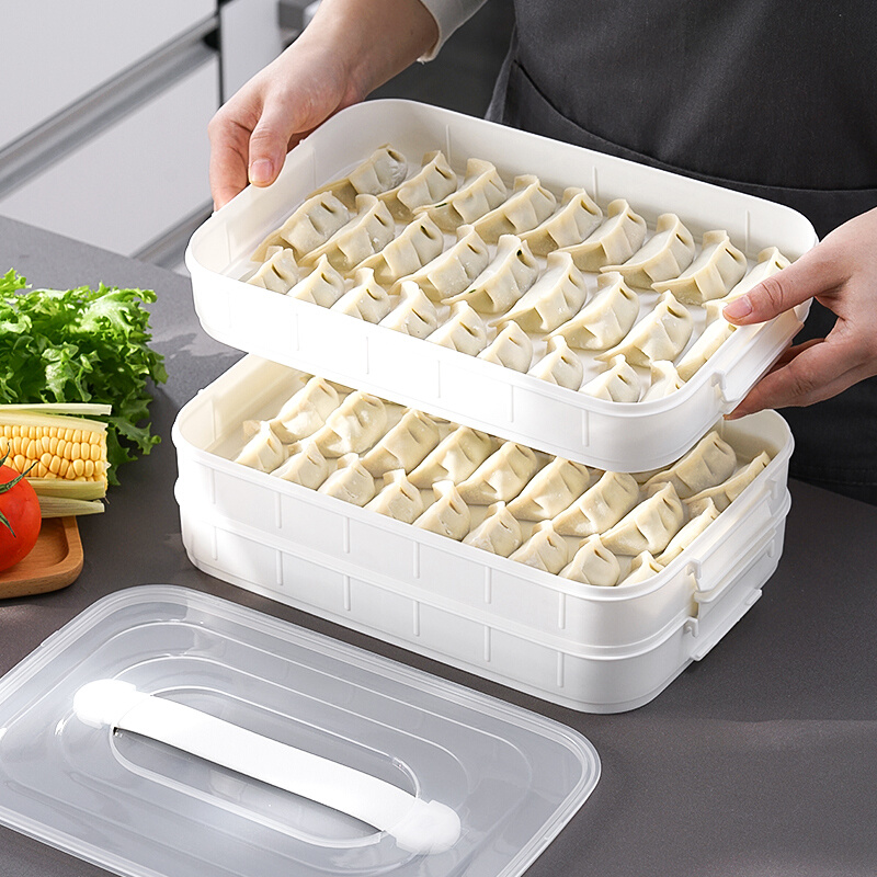 日本家用饺子盒冻饺子多层食品级速冻水饺盘多功能冰箱大号收纳盒
