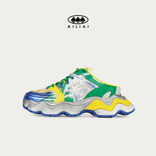 厚底增高运动情侣一脚蹬半拖机甲鞋 AILIAI艾力艾老爹鞋 男女同款
