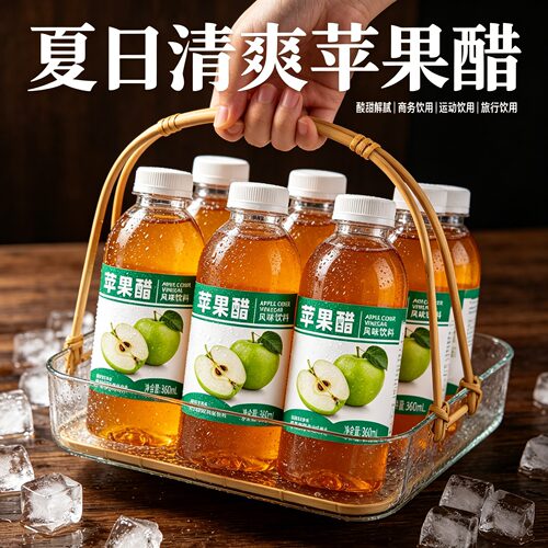 【四季常备】整箱苹果醋饮料360ml瓶装酸甜可口特价促销大餐前后