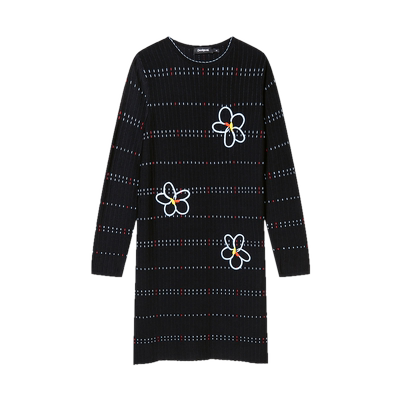 Desigual连衣裙刺绣条纹弹力