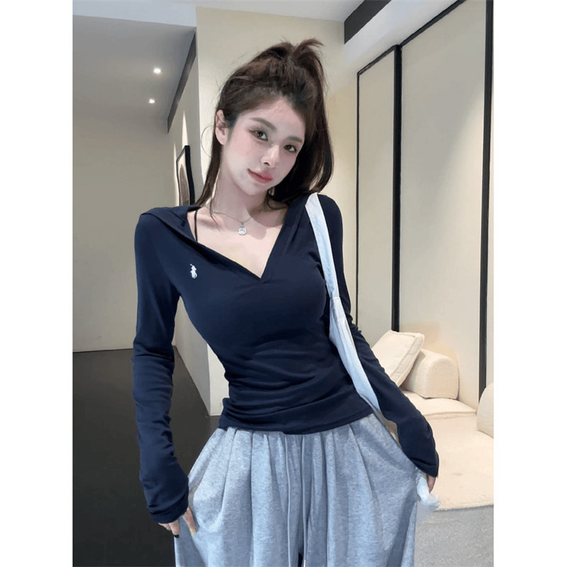 长袖t恤女春秋季新款2026修身显瘦上衣爆款小个子体恤女装打底衫