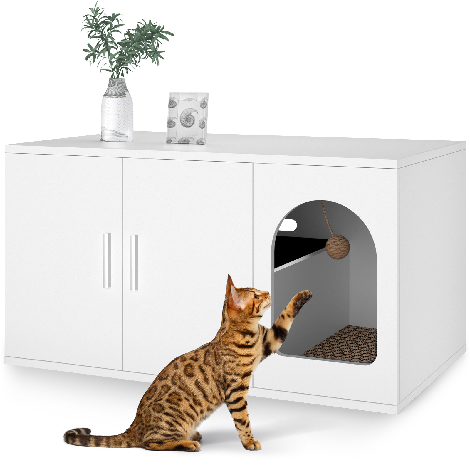 猫咪别墅隐私性强有效隔绝气味猫砂清理方便家具柜猫屋摆件猫厕所