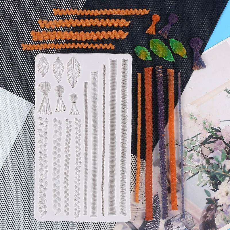 DIY编织带流苏麻花绳子巧克力翻糖蛋糕围边装饰制作液态硅胶模具