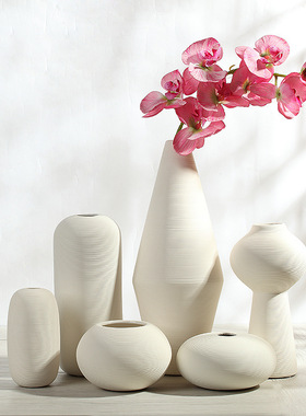 陶瓷白色花瓶摆件简约创意客厅家居软装饰品大小插花花器