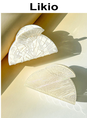 Likio 原创设计扇子发抓2023 可爱抓夹发饰顶夹鲨鱼夹