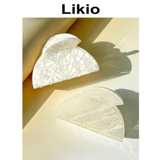 Likio 原创设计扇子发抓2023 可爱抓夹发饰顶夹鲨鱼夹