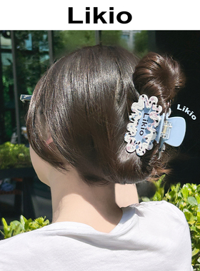 Likio 原创设计浪漫几何波形撞色发抓 抓夹发饰卡顶夹鲨鱼新款醋