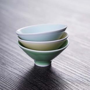 青瓷斗笠杯功夫茶杯茶具主人杯茶盏茶碗品茗杯家用哥窑陶瓷小杯子