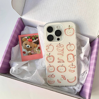 ins复古艺术线条红苹果适用于vivo x200promini/x100s手机壳s20/19pro/18/17t女neo10/9pros/z9turbo白底IMD