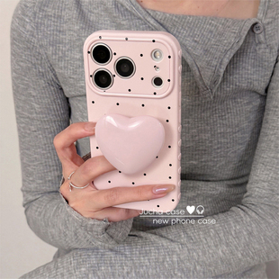 ZKA韩系黑波点爱心适用于oppo reno16 Pro/15c/14pro/13pro手机壳findx9 ultra/x8s爱心一加ACE5至尊
