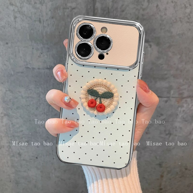 ins复古樱桃波点电镀适用于vivo Y78+/Y77/Y76S手机壳Y35/35m/Y100i保护套Y33新Y76/Y70S女Y73S镀窗y53t/y5