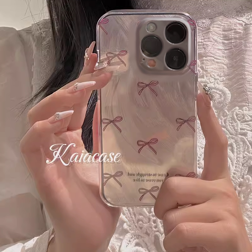 ins甜妹粉蝴蝶结适用于oppo reno13Pro/reno10手机壳r17透明reno5小众r11全包reno8/7se/ace2个性4se女9羽纱