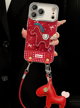 ZKA马年红色刺绣小马适用于oppo reno15Pro/14/13手机壳r17透明reno9小众r11全包reno8女ace2个性4se冰川IMD