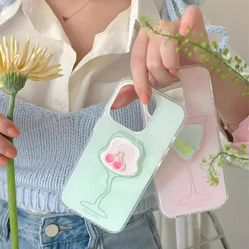 原创ins温柔鸡尾酒适用于苹果16promax手机壳iphone15/14全包xsmax创意13proxr女12mini小众11pro白底IMD