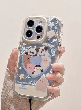 蓝色羽纱爱心小动物适用于oppo a3/1pro/a2x手机壳全包a53/a58创意a93s小众a97/a96新款a1活力气囊女a56个性