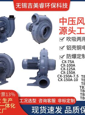 多段式中压鼓风机HTB100-505送风增压助燃大风量3.7kw离心式风机
