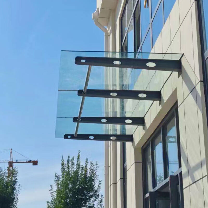 雨棚钢支架雨棚挑梁碳钢喷塑牛腿玻璃支架h型不锈钢雨棚梁满60cm