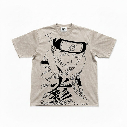 Made in Heaven 火影忍者Naruto鸣人漫画线稿设计做旧纯棉短袖