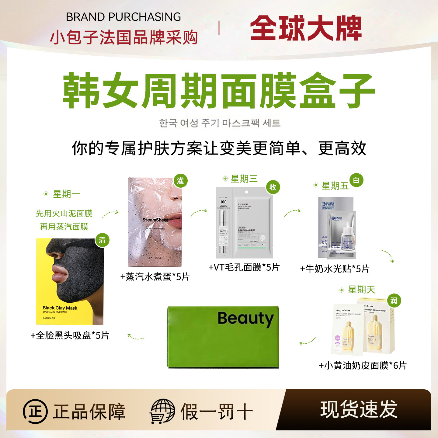 搭搭同款韩女周期面膜盒子周期焕肤标准养水光肌*送热敷毛巾