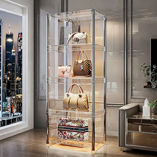 包包收纳柜家用防尘透明展示架装放包包的置物架子收纳神器展示柜