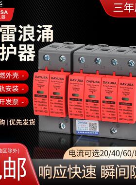 润杰防雷浪涌保护器4P3P2P电源spd电涌避雷器40ka二级防雷保护器