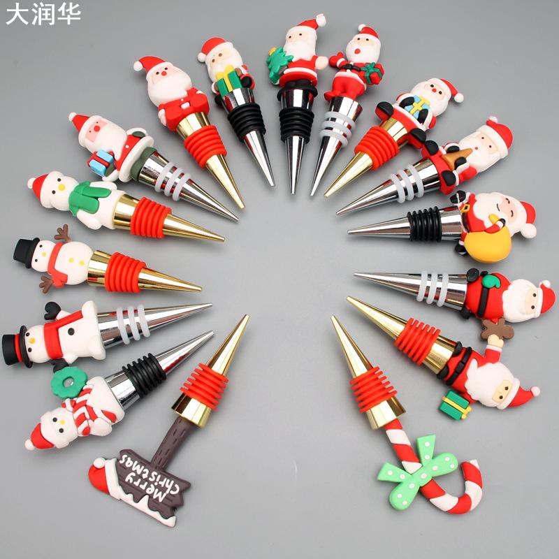 圣诞节酒瓶塞创意pvc软胶老人雪人红酒保鲜可爱酒塞摆件卡通新款