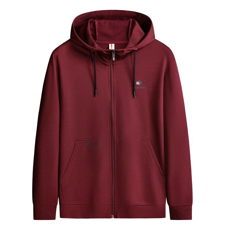 加肥加大码针织加绒连帽卫衣男休闲夹克潮胖时尚开衫卫衣秋季