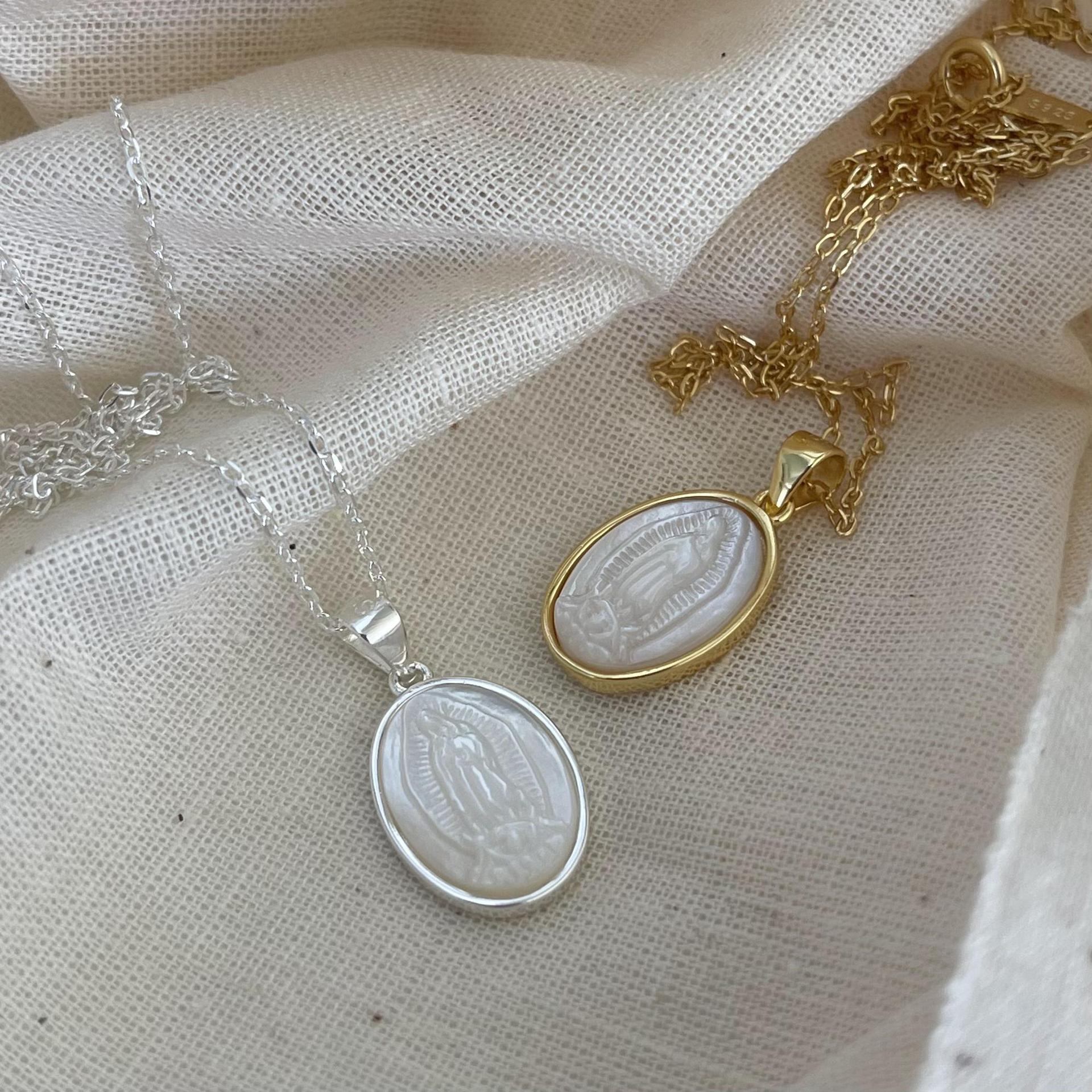 日系设计师topwhit设计款欧美925银玛丽亚贝壳项链短款脖链
