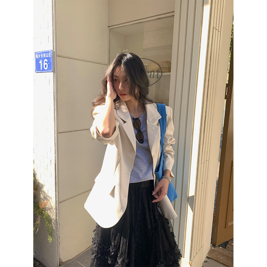 设计感v领小西装外套女早春韩系气质休闲西服h1ba510033