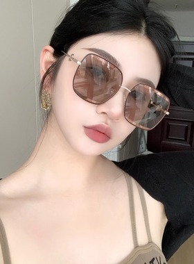 法国 Portney Bell 方形复古眼泪墨镜女圆脸显瘦大框显气质太阳镜