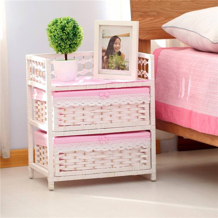 编屉收多纳草柜抽实44770包式理储物柜整藤子编置卧室具儿童木玩