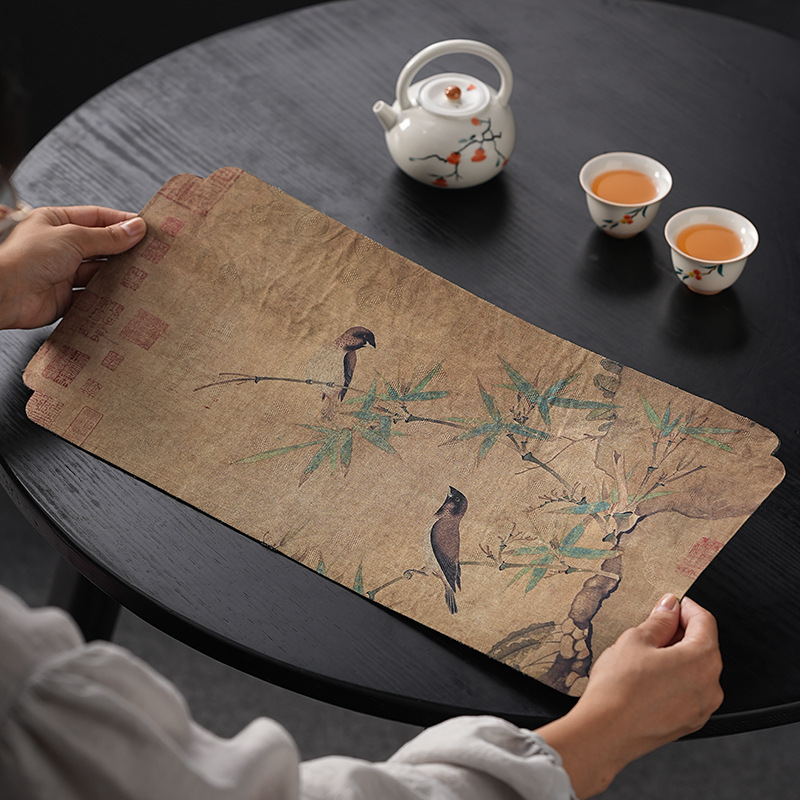 新中式茶道茶席吸水垫子茶桌垫布茶垫茶杯垫干泡席防水茶台桌旗