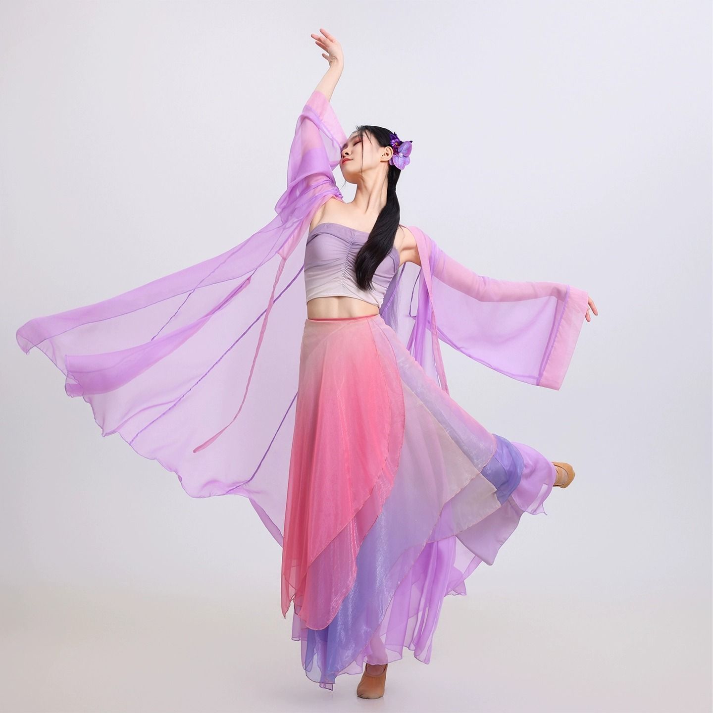 新款超仙气渐变色古典舞演出服