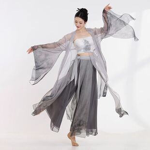 纱衣练功服演出服 水墨印花舞蹈服古风飘逸身韵广袖 新款 古典舞服装