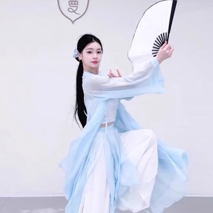 新款古典舞舞蹈服爵士风练功服纱衣外披套装仙气飘逸显瘦演出服