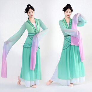 踏春行中国风古典舞剧目演出服女成人飘逸采薇汉唐水袖舞蹈裙服装