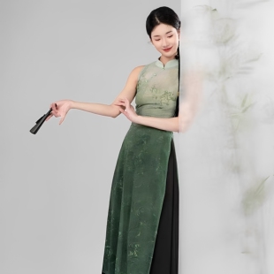 超仙新中式身韵旗袍古典舞舞蹈服飘逸旗袍上衣阔腿裤中国舞表演服