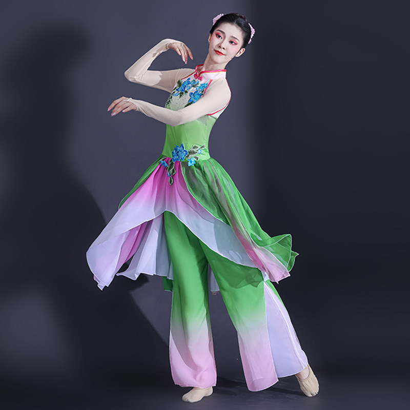 速发古典舞演出服飘逸中国风荷咏秧歌扇子服蹈舞装艺考舞表演服