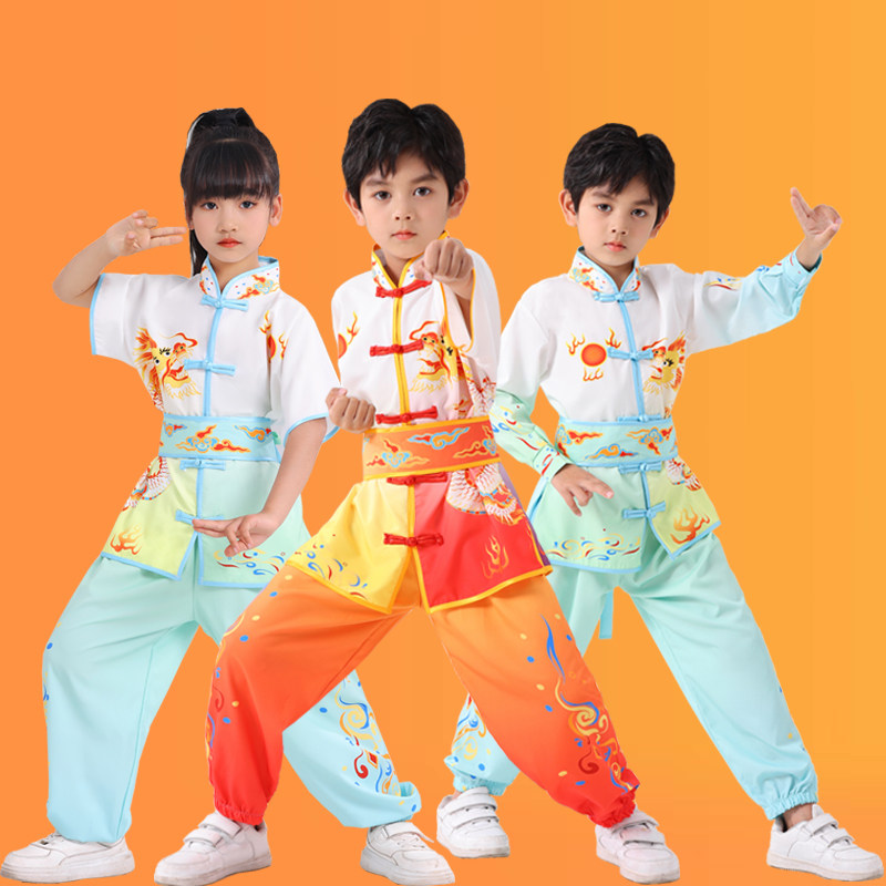 速发儿童功术服装中出武夫训练表演服少儿太极练功服团体比赛演国