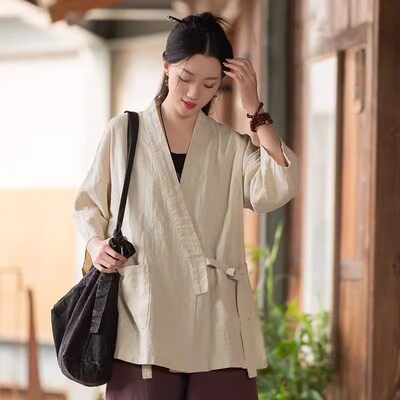 速发新中式麻系禅意装2024新季夏款改良汉服日常可穿棉佛茶服外套