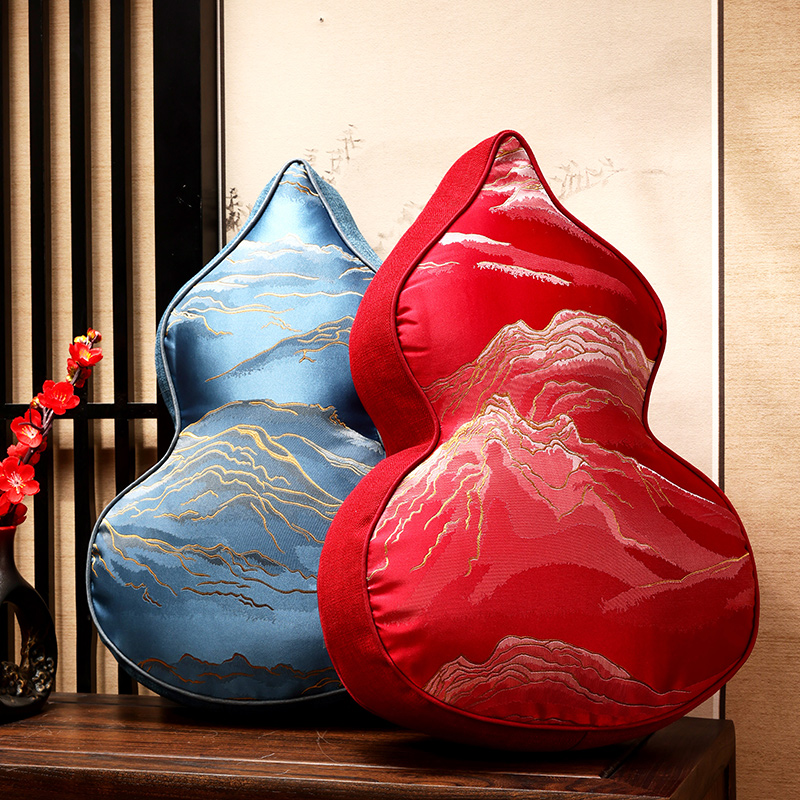 速发新中式福禄双全沙枕客厅抱发靠意中国风禅垫葫芦形靠枕轻奢高