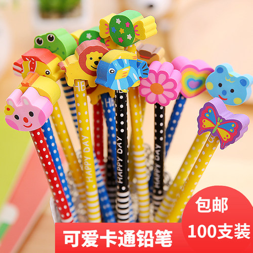 速发文具创意铅铅笔0支小动物擦笔小学生园品幼儿礼小