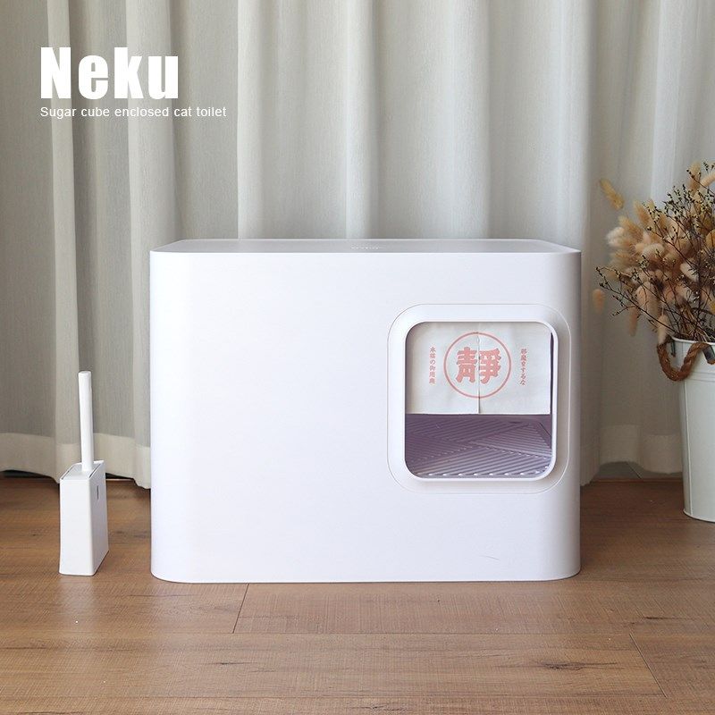 速发方糖猫砂盆全封闭大号防臭防外猫猫笼子可放封闭式溅厕所清洁