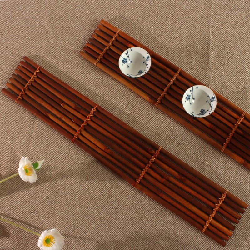 速发中国风红色竹排婚装月饼拍摄照摄影拍具摆道礼饰摆件茶杯垫竹