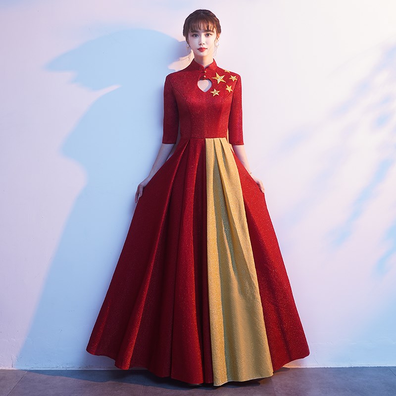 速发唱合唱团演出服长裙成服红歌朗诵指挥服宴会晚礼人合大队服