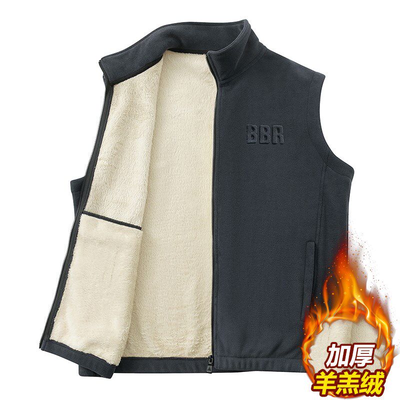 速发马甲冬士男季新款潮流保夹加绒加厚无袖坎肩马暖休闲拉绒背心