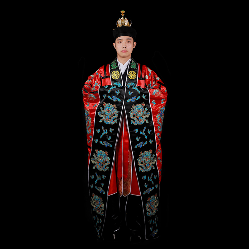 速发法衣红色五班法服龙衣道袍道衣道衣电脑刺绣道家服饰高功机绣